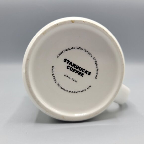 Starbucks Coffee Mug Cup White Red Flying Peace Bird Dove Design 2008 Edition - Picture 5 of 10